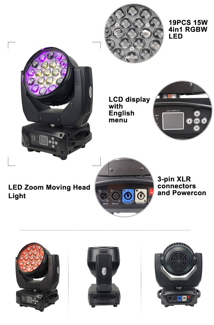 19x15W LED Zoom Wash Moving Head Light