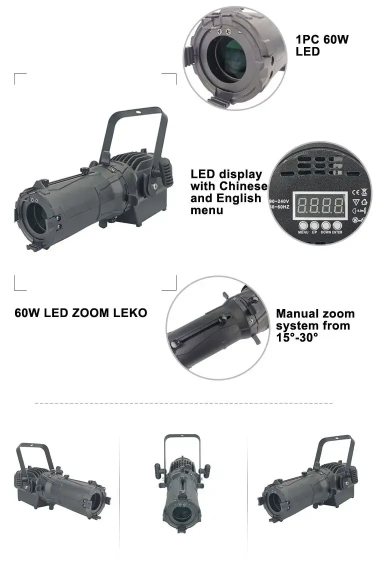 60w 80w 100w Mini perfil LED con función de zoom