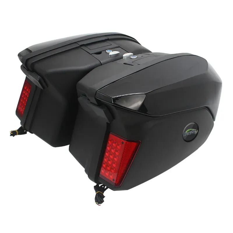 Motorcycle panniers + rack side cases LED Universal Black