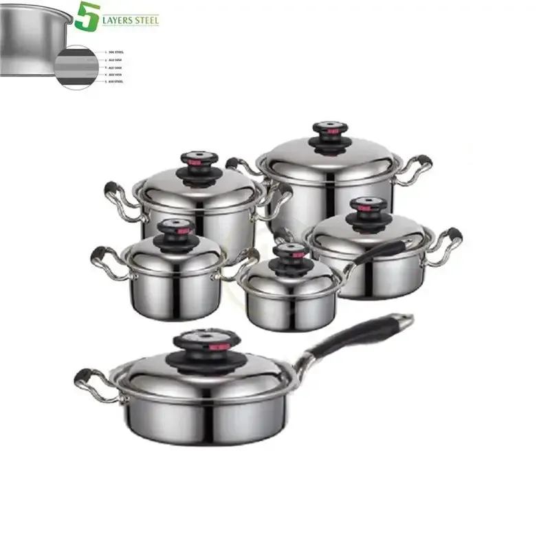 12pcs 5ply All Clad Steel Cookware Set-sc065b