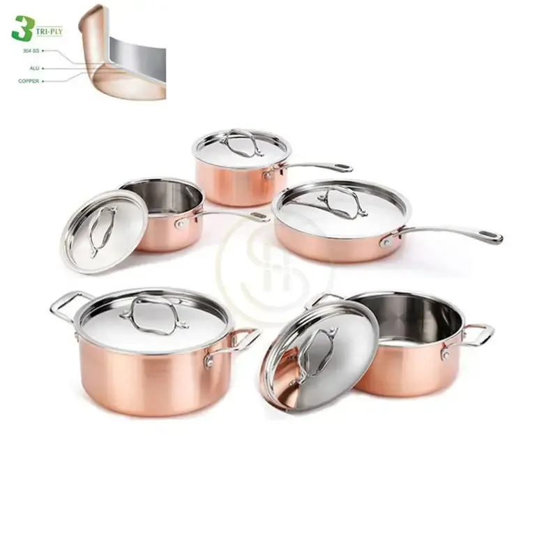 10pcs 3ply Copper Clad Body Cookware Set