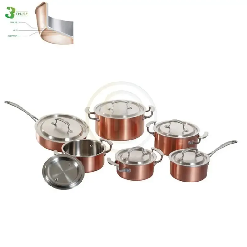 12pcs 3ply Copper Clad Body Cookware Set–sc631