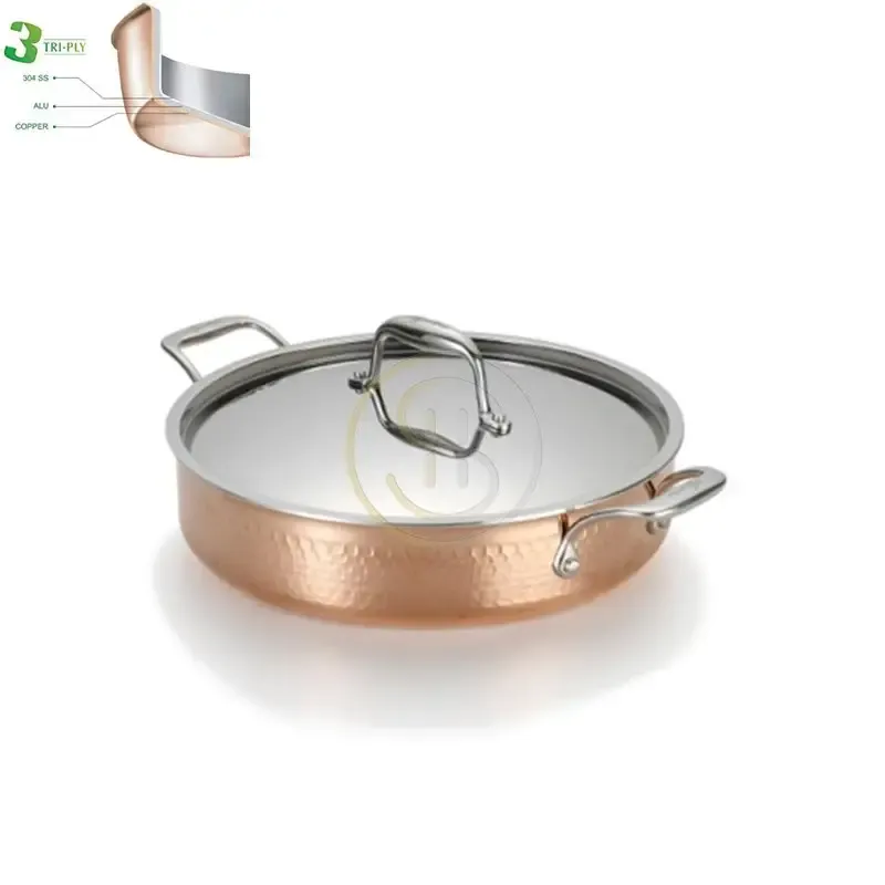 3PLY HAMMERED COPPER CLAD BODY FRYPAN-SC062