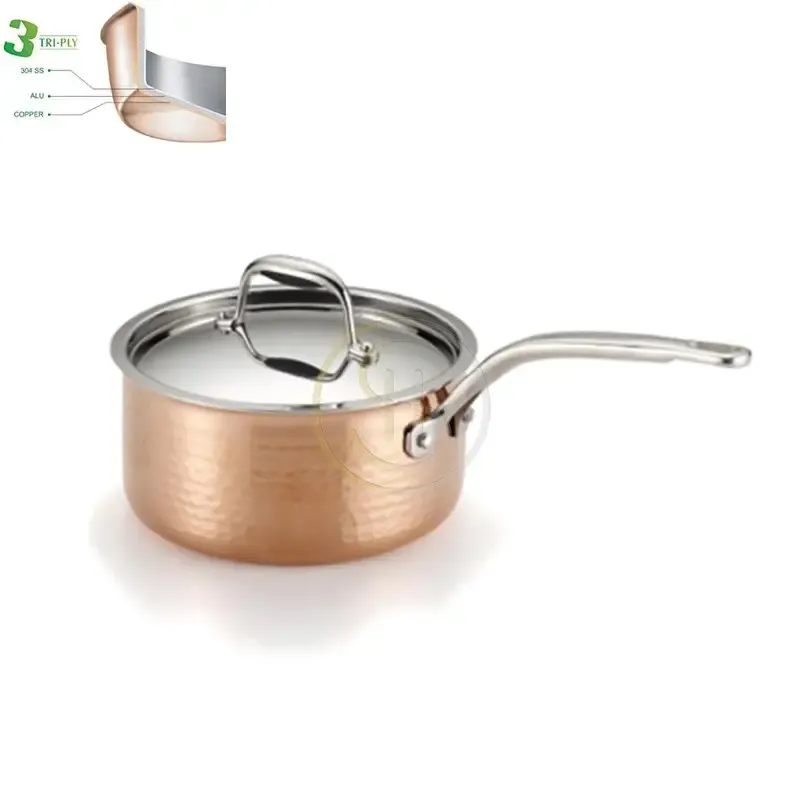 3PLY HAMMERED COPPER CLAD BODY SAUCEPAN-SC057