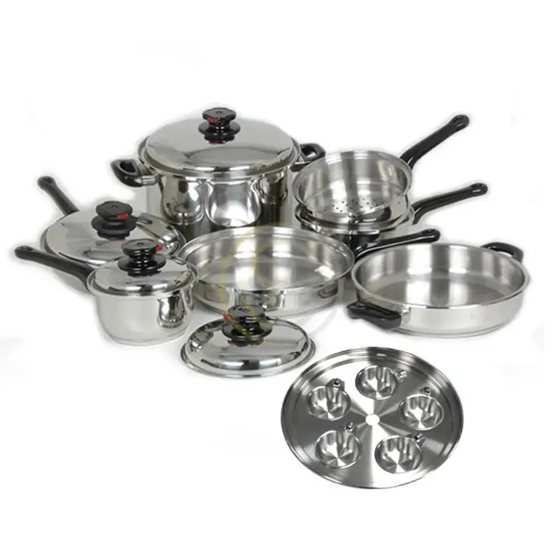 17pcs Wide Rolled Edge Cookware Set