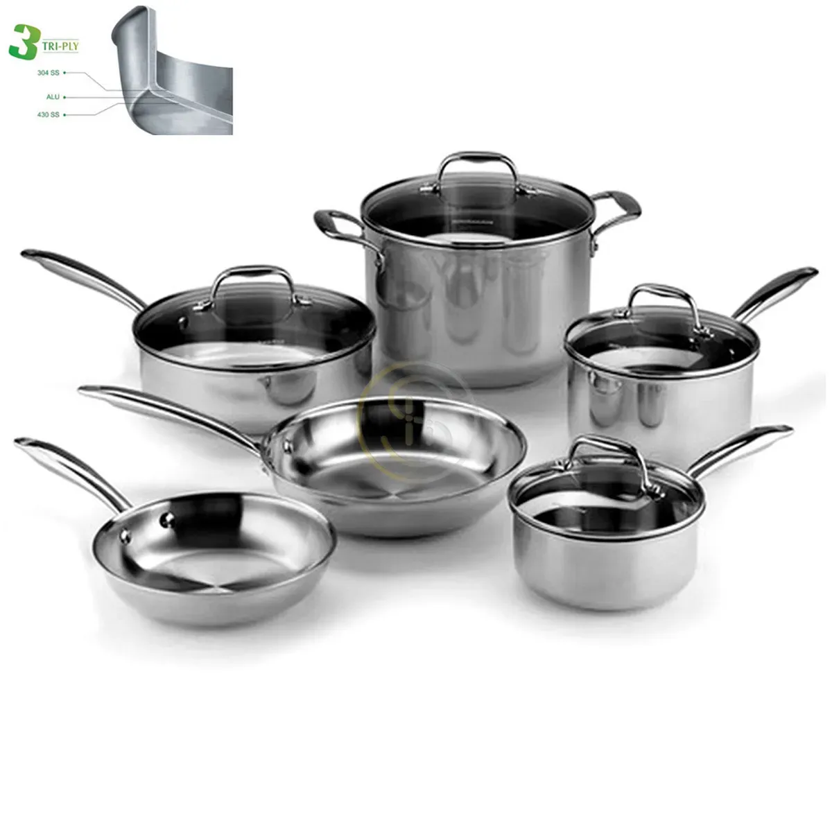 10PCS 3PLY All CLAD BODY INDUCTION COOKWARE SET