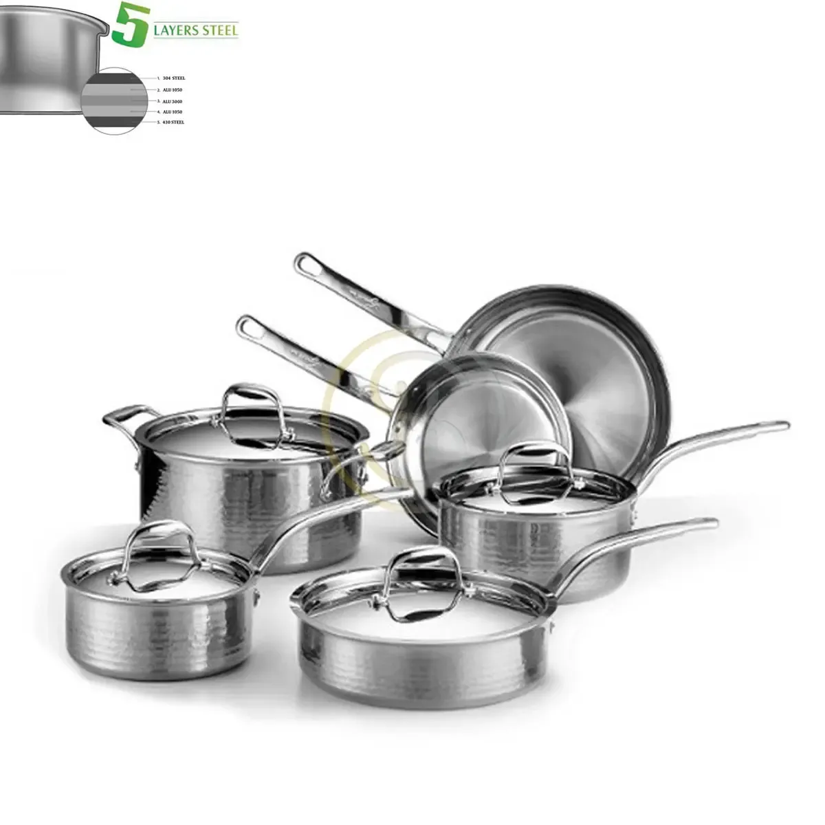 10PCS 5Ply All Clad Steel Body cookware set