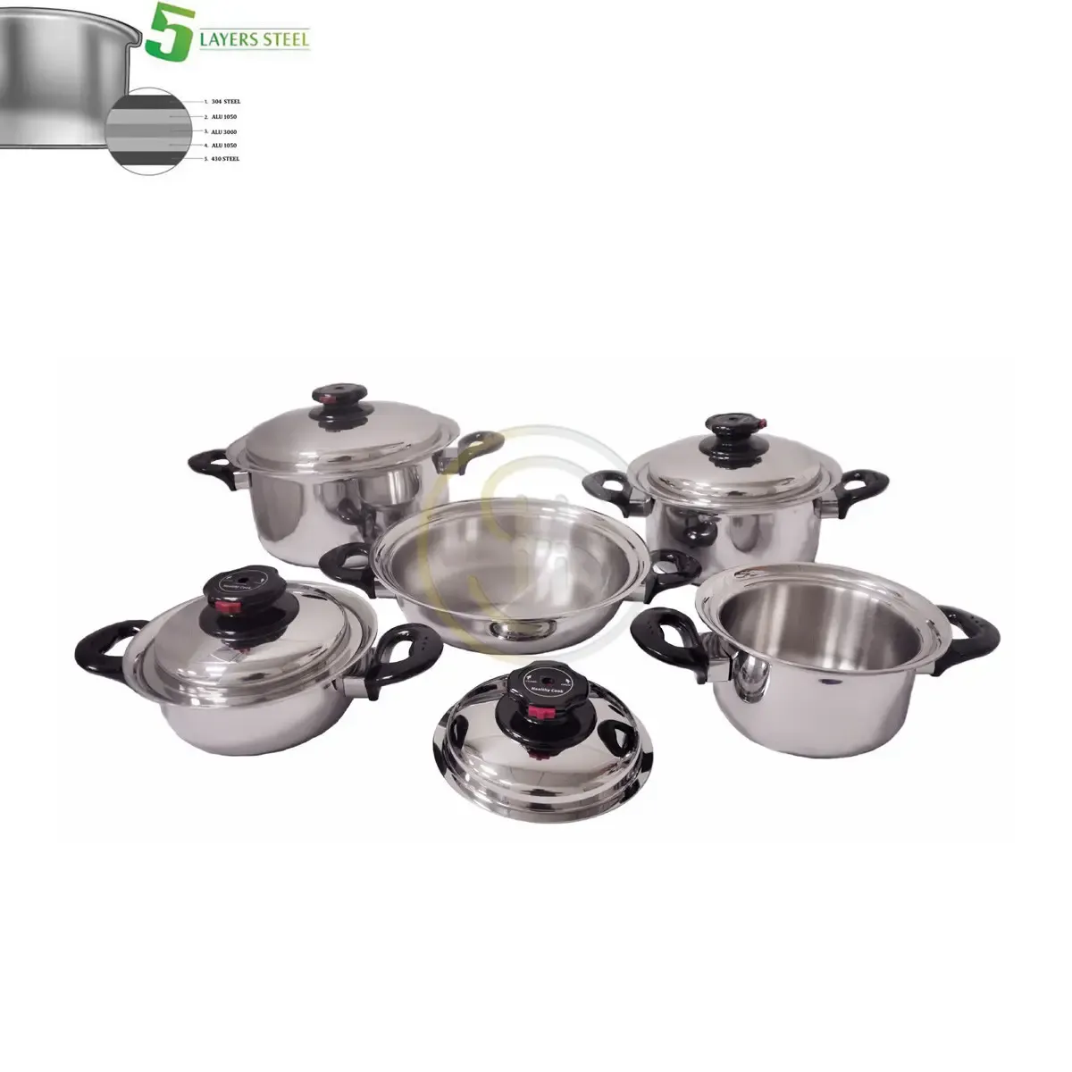 9PCS 5PLY ALL CLAD STEEL COOKWARE SET