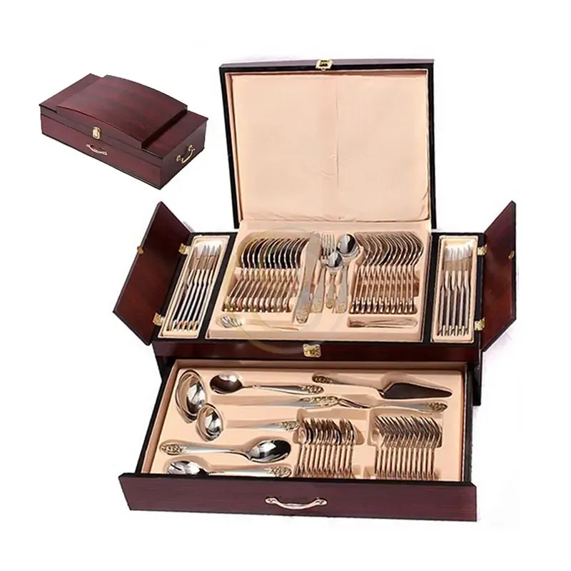72/84PCS CUTLERY SET WITH WOODEN CASE