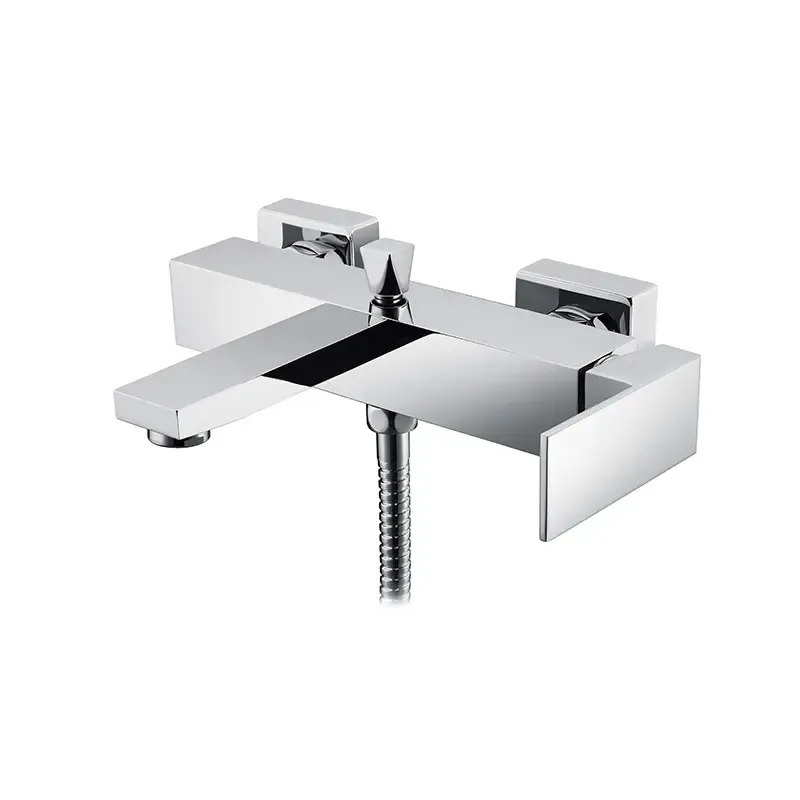 Exposed Brass Chrome Square Shower Bath Mixer Tap