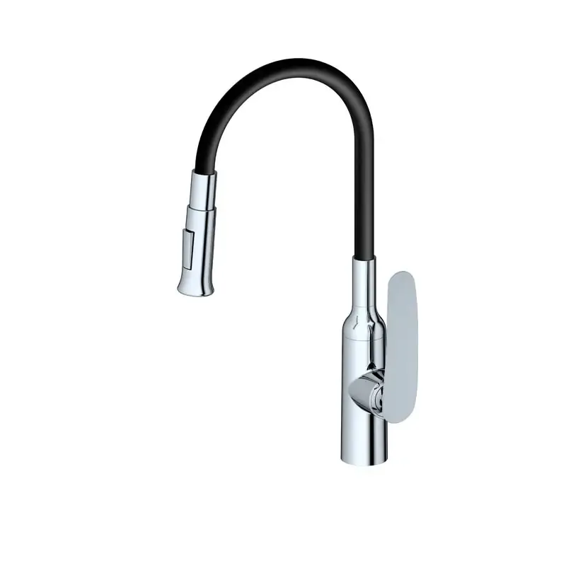 Single Hose Deck Mounted Chrome Pull Out Kitchen Mixer