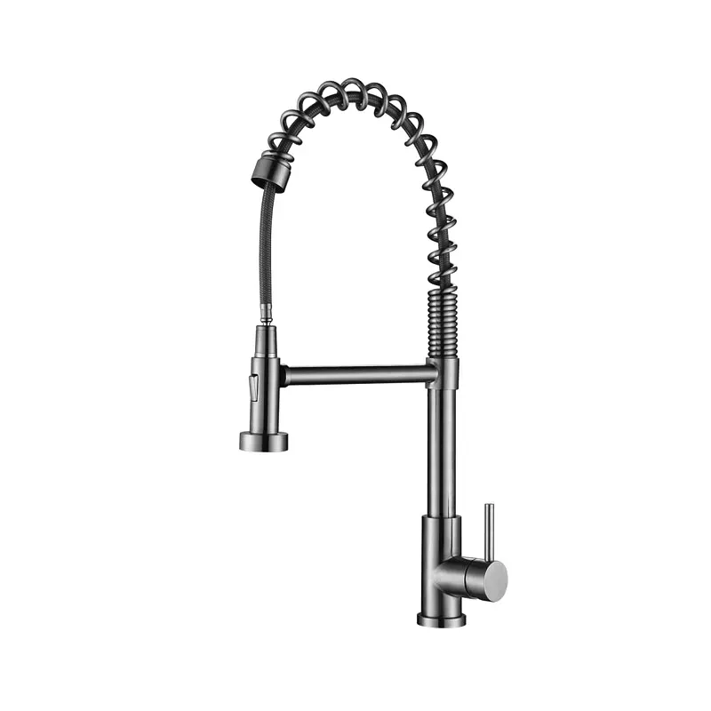 Stainless Steel Brushed Spring Kitchen Mixer Tap With Sprayer