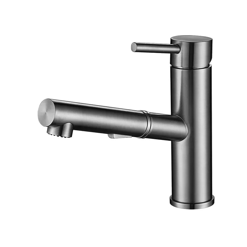 Desk Mounted Pull Out Brushed Nickel Kitchen Faucet