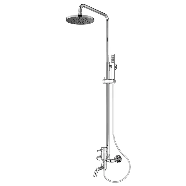 Wras And CE Full Chrome Brass Bathroom Shower Set With Spout