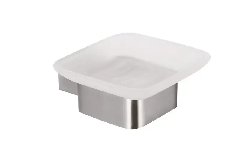 Stainless Steel Brushed Square Glass Soap Dish