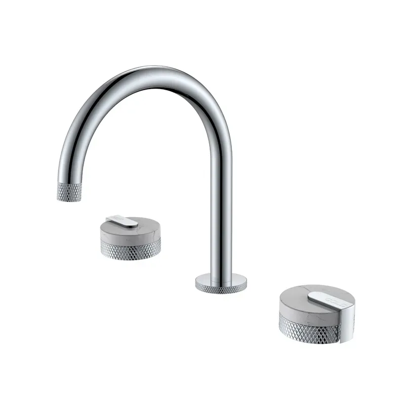Double Handle Knurled Basin Mixer Tap