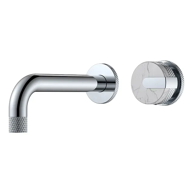 New Marble Handle Wall Mounted Chrome Bathroom Faucets