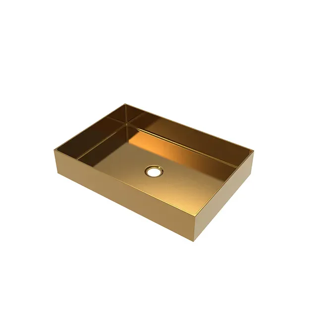 New Arrival Square Design Gold Brushed Bathroom Sink