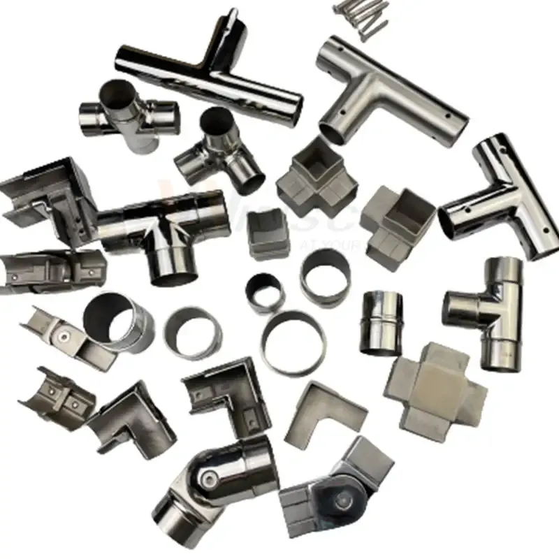 Stainless steel handrail connection and steering parts
