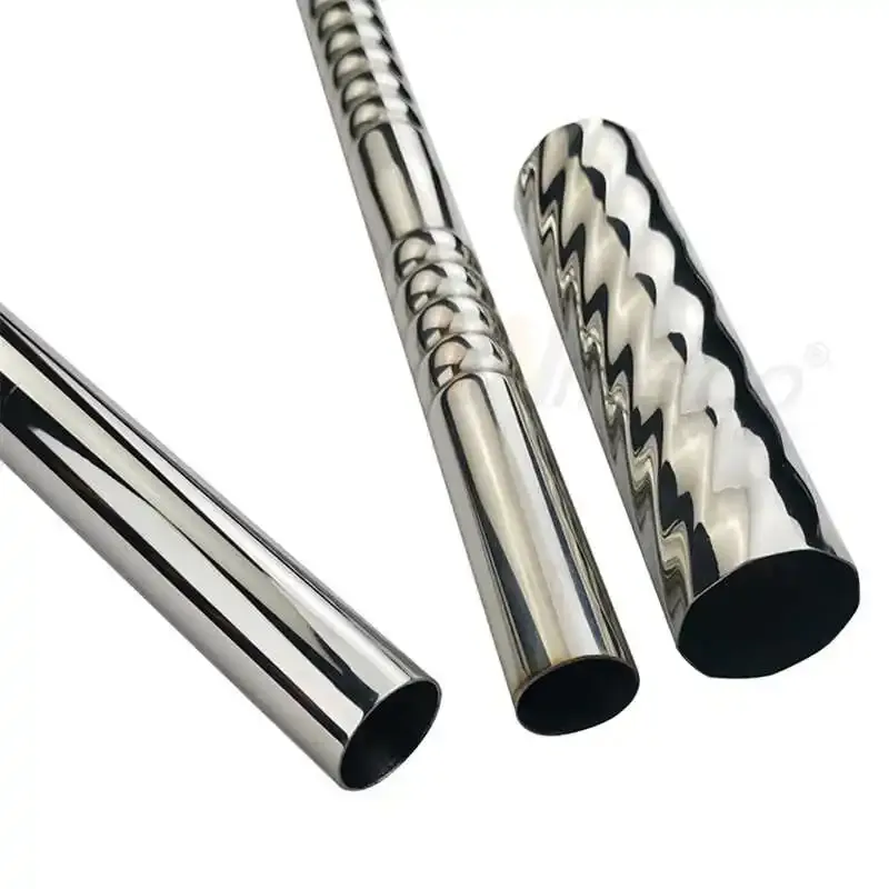Guangdong foshan ASTM 201 304 316L ERW Welded decoration stainless steel embossed tube pipe for stair handrail